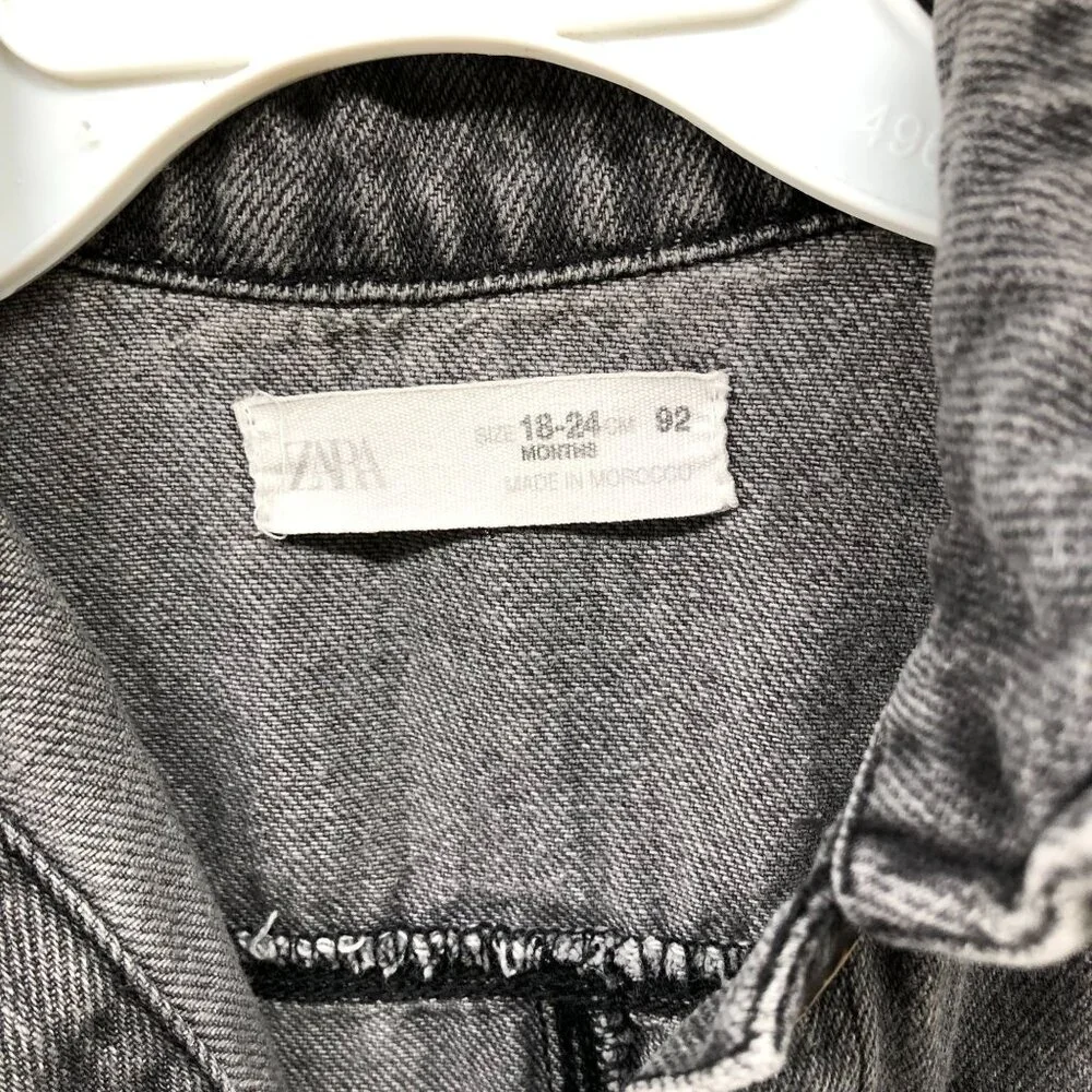Zara Girls 18-24M Denim Shirt Jacket Gray Longline Dress‎ Relaxed Oversized